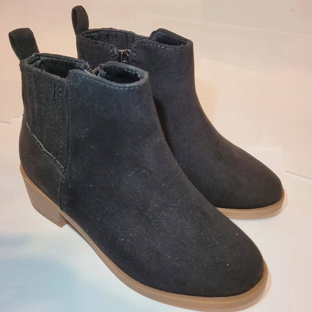 Wonder Nation Girls Kids Black Ankle Boots‎ Size US 11 Side Zip Chelsea Style